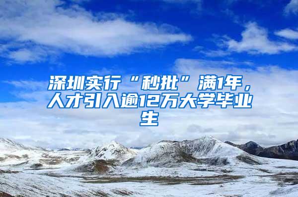 深圳实行“秒批”满1年，人才引入逾12万大学毕业生