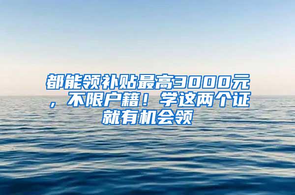 都能领补贴最高3000元，不限户籍！学这两个证就有机会领