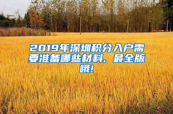 2019年深圳积分入户需要准备哪些材料, 最全版哦!