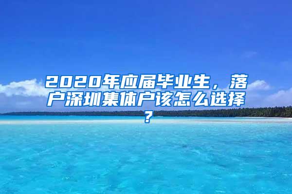 2020年应届毕业生，落户深圳集体户该怎么选择？