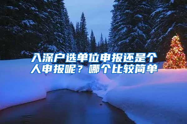 入深户选单位申报还是个人申报呢？哪个比较简单