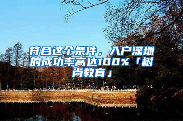 符合这个条件，入户深圳的成功率高达100%「树尚教育」