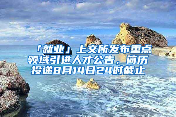 「就业」上交所发布重点领域引进人才公告，简历投递8月14日24时截止