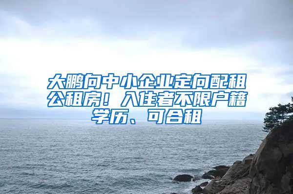 大鹏向中小企业定向配租公租房！入住者不限户籍学历、可合租