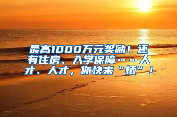 最高1000万元奖励！还有住房、入学保障……人才、人才，你快来“栖”！