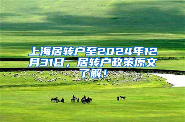 上海居转户至2024年12月31日，居转户政策原文了解！