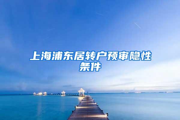 上海浦东居转户预审隐性条件