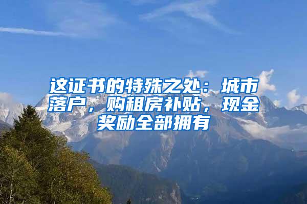 这证书的特殊之处：城市落户，购租房补贴，现金奖励全部拥有