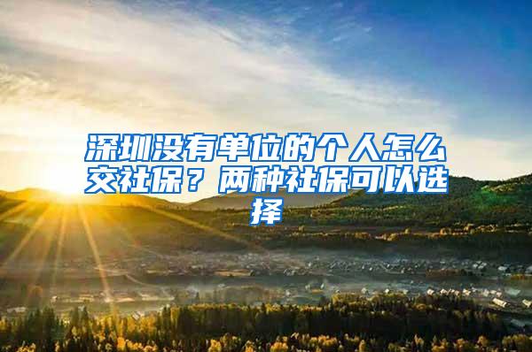 深圳没有单位的个人怎么交社保？两种社保可以选择