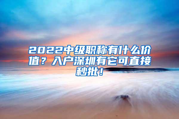 2022中级职称有什么价值？入户深圳有它可直接秒批！