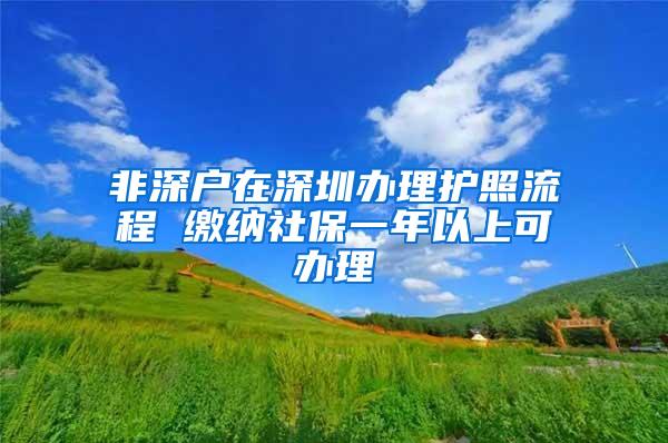 非深户在深圳办理护照流程 缴纳社保一年以上可办理