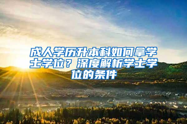 成人学历升本科如何拿学士学位？深度解析学士学位的条件