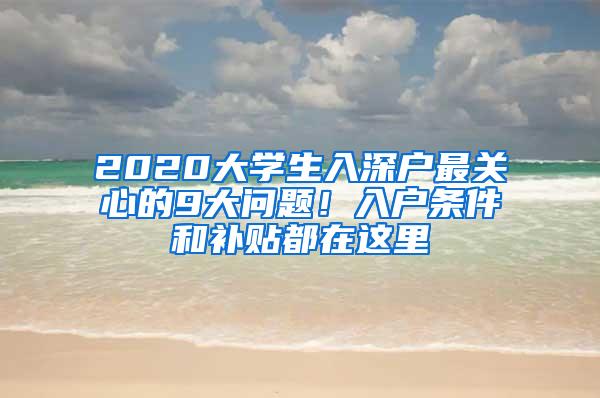 2020大学生入深户最关心的9大问题！入户条件和补贴都在这里