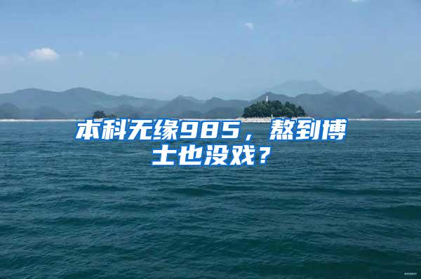 本科无缘985，熬到博士也没戏？