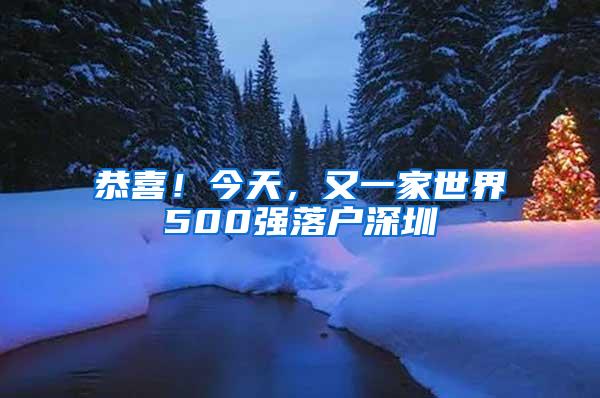 恭喜！今天，又一家世界500强落户深圳