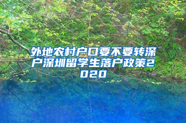 外地农村户口要不要转深户深圳留学生落户政策2020