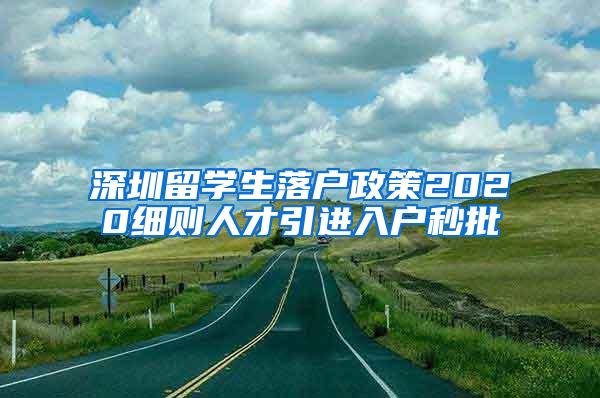 深圳留学生落户政策2020细则人才引进入户秒批