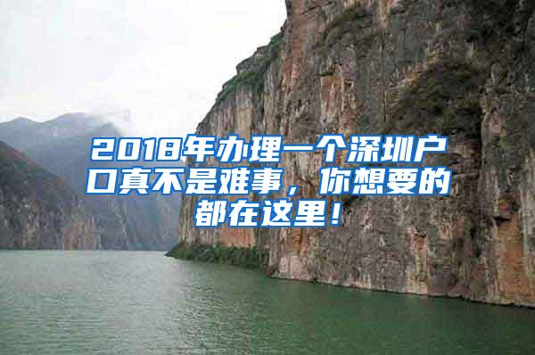 2018年办理一个深圳户口真不是难事，你想要的都在这里！