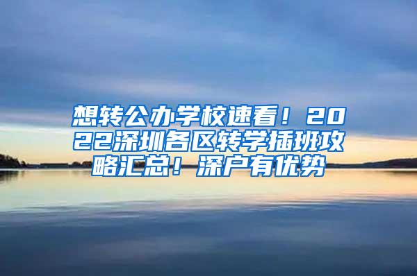 想转公办学校速看！2022深圳各区转学插班攻略汇总！深户有优势