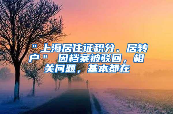 ＂上海居住证积分、居转户＂ 因档案被驳回，相关问题，基本都在