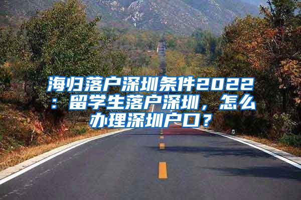 海归落户深圳条件2022：留学生落户深圳，怎么办理深圳户口？