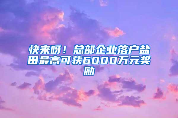 快来呀！总部企业落户盐田最高可获6000万元奖励