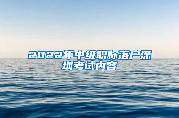 2022年中级职称落户深圳考试内容