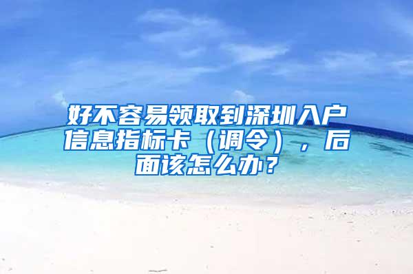 好不容易领取到深圳入户信息指标卡（调令），后面该怎么办？