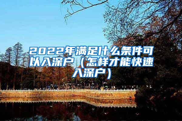 2022年满足什么条件可以入深户（怎样才能快速入深户）