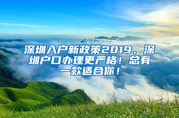 深圳入户新政策2019，深圳户口办理更严格！总有一款适合你！