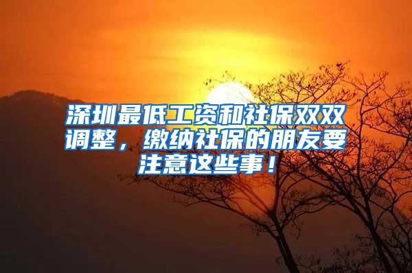 深圳最低工资和社保双双调整，缴纳社保的朋友要注意这些事！