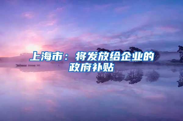 上海市：将发放给企业的政府补贴