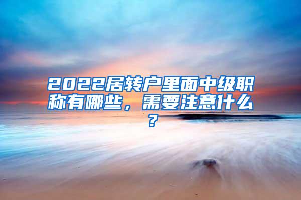 2022居转户里面中级职称有哪些，需要注意什么？