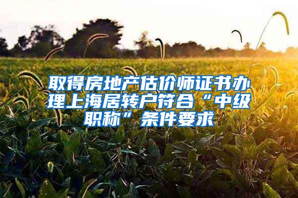 取得房地产估价师证书办理上海居转户符合“中级职称”条件要求