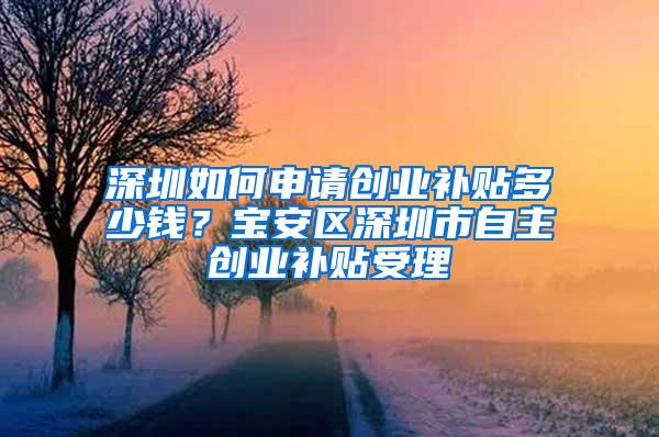 深圳如何申请创业补贴多少钱？宝安区深圳市自主创业补贴受理