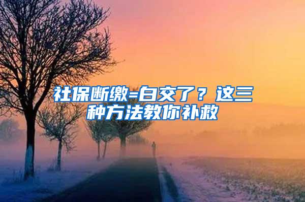 社保断缴=白交了？这三种方法教你补救