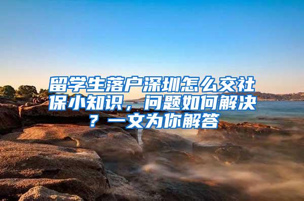 留学生落户深圳怎么交社保小知识，问题如何解决？一文为你解答