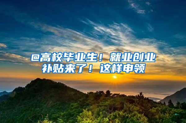 @高校毕业生！就业创业补贴来了！这样申领→