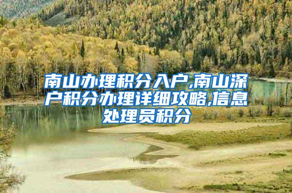 南山办理积分入户,南山深户积分办理详细攻略,信息处理员积分