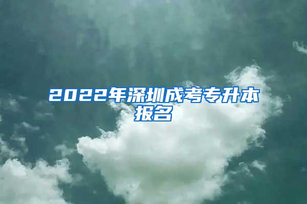 2022年深圳成考专升本报名