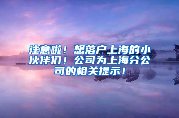 注意啦！想落户上海的小伙伴们！公司为上海分公司的相关提示！