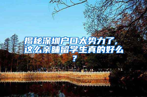 揭秘深圳户口太势力了, 这么亲睐留学生真的好么？