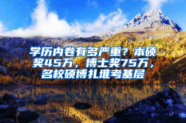 学历内卷有多严重？本硕奖45万，博士奖75万，名校硕博扎堆考基层