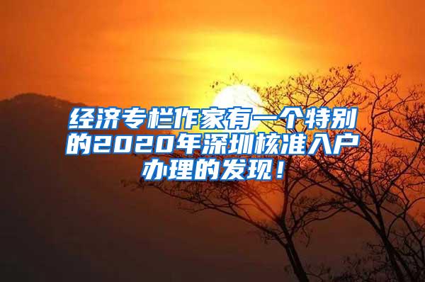 经济专栏作家有一个特别的2020年深圳核准入户办理的发现！