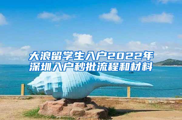 大浪留学生入户2022年深圳入户秒批流程和材料