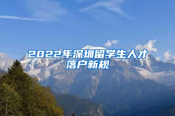 2022年深圳留学生人才落户新规
