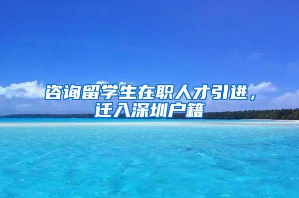 咨询留学生在职人才引进，迁入深圳户籍
