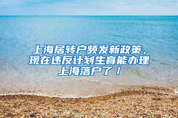 上海居转户频发新政策，现在违反计划生育能办理上海落户了／