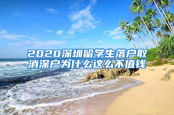 2020深圳留学生落户取消深户为什么这么不值钱