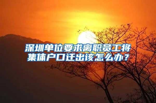 深圳单位要求离职员工将集体户口迁出该怎么办？